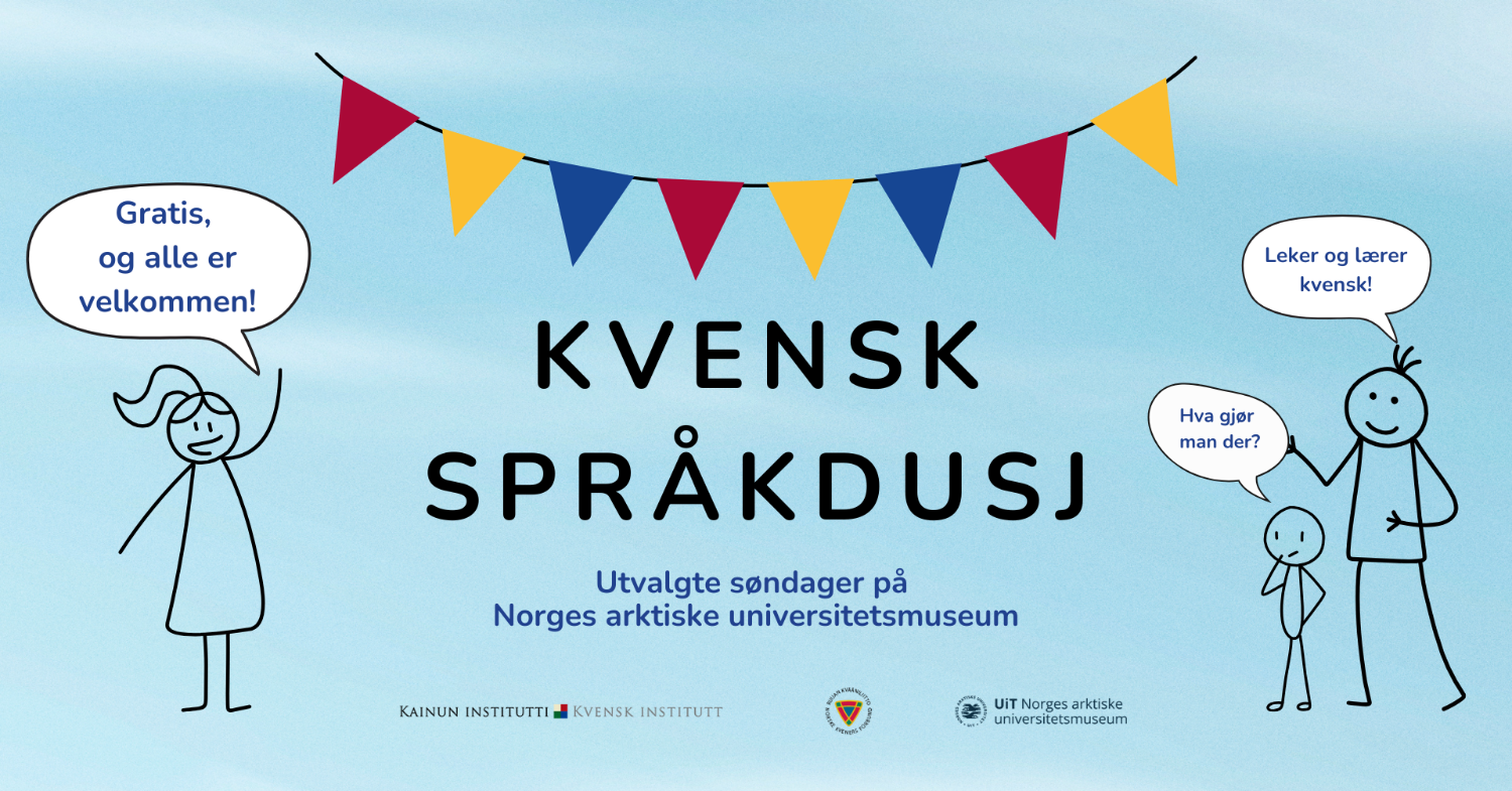 Illustrasjons-/bannerbilde for KVENSK SPRÅKDUSJ | Lekende læring for barn og voksne! 