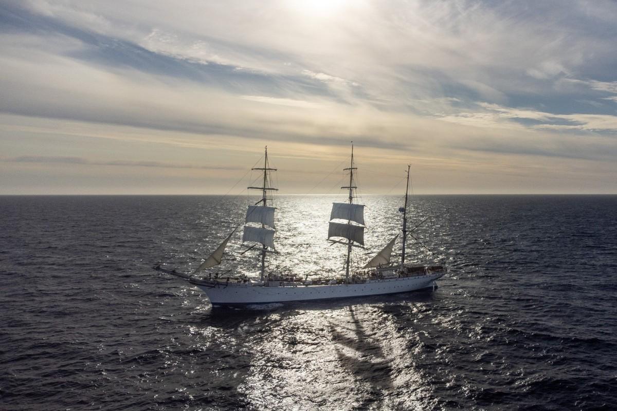 Sailing ship in sun shine