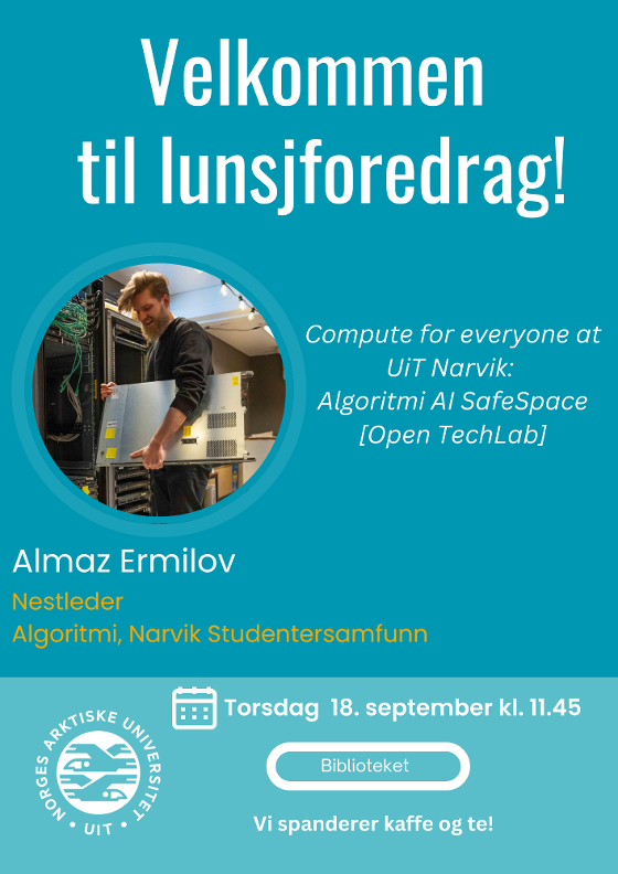 Illustrasjonsbilde for Lunsjforedrag: Compute for everyone at UiT Narvik: Algoritmi AI SafeSpace [Open TechLab]
