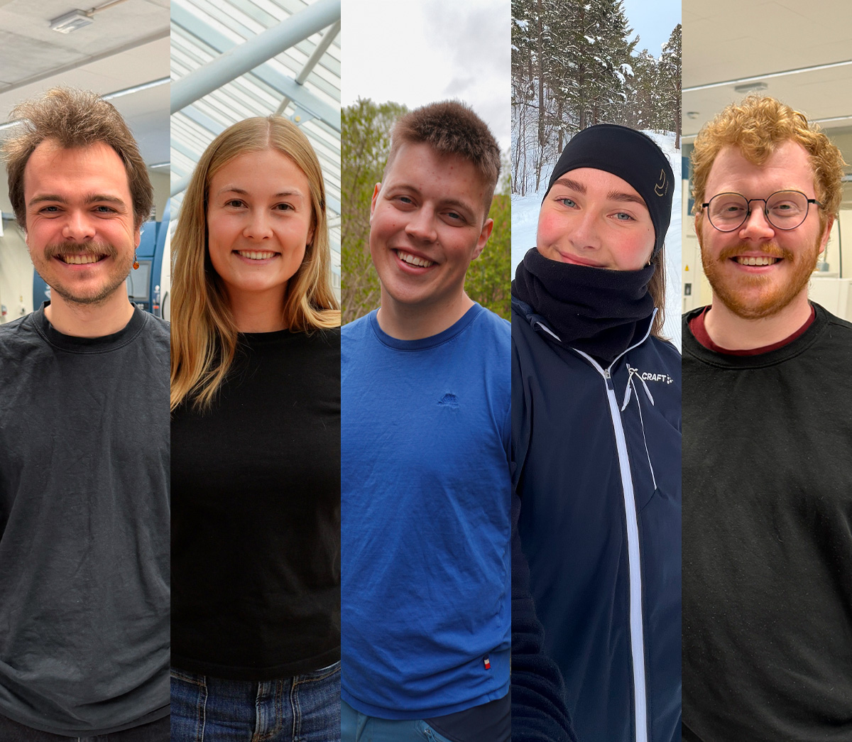 Collagebilde med flere studenter