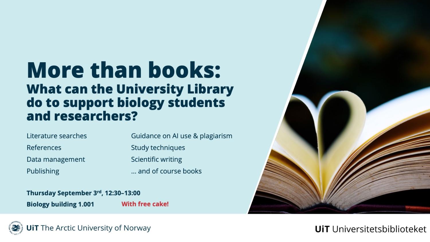 Illustrasjons-/bannerbilde for More than books: What can the university library do to support biology students and researchers?