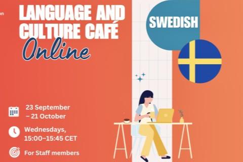 Illustrasjons-/bannerbilde for Spr&aring;k- og kulturkaf&eacute;: Svensk for nybegynnere (holdes p&aring; engelsk).
