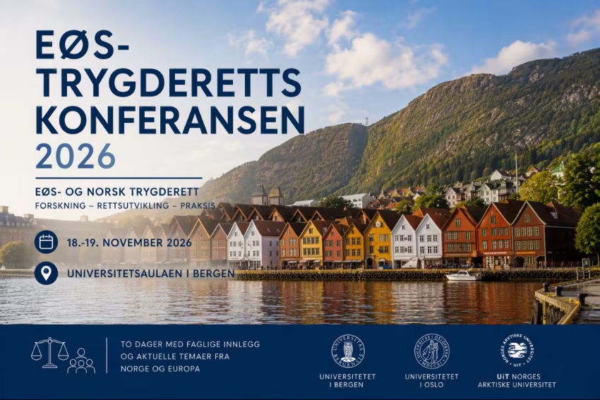 KI-generert bilde, motiv er Bergen sentrum, diverse hus p&aring; rad, tekst som inneholder konferansedetaljer